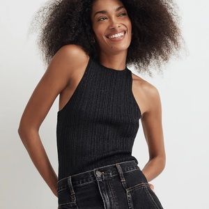 Madewell The Signature Shimmer Knit Cutaway Sweater Tank